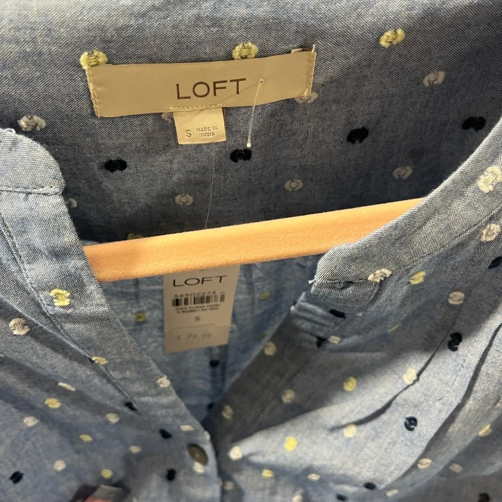 LOFT CLIP CHAMBRAY TIERED SWING DRESS NEW WITH TAG (a310) - Picture 6 of 14